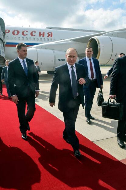 El presidente ruso, Vladímir Putin, a su llegada al aeropuerto de Ezeiza de Buenos Aires.