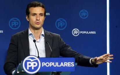 El portavoz del PP, Pablo Casado analiza los resultados.