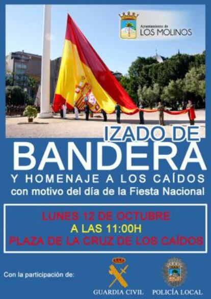 Convocatoria al acto del 12 de octubre en Los Molinos.