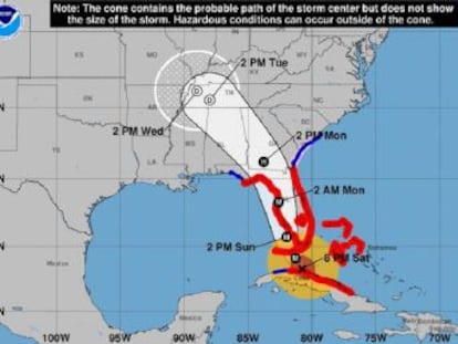 El ciclón se dirige hacia la costa norte de Cuba y hacia Florida