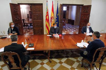 El presidente de la Generalitat, Ximo Puig, preside la reunión de este sábado sobre la evolución de los proyectos europeos.