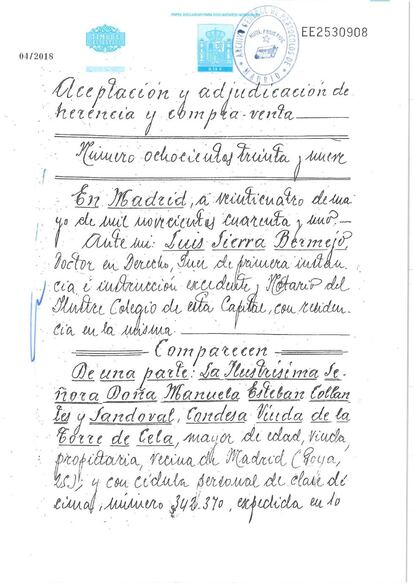 Escritura Pazo de Meirás.