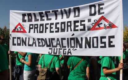 Reciente manifestación de profesores contra los recortes en Educación.