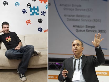 A la izquierda, Pau García-Milà, de eyeOS. A la derecha, Alex Ceballos, de Amazon.