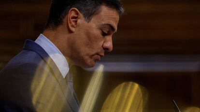 El presidente del Gobierno, Pedro Sánchez, en el Pleno del Congreso.