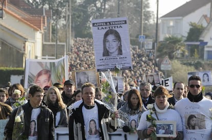 Marcha en repulsa por el asesinato de La&euml;titia Perrais en La Bernerie-en-Retz, en enero de 2011.
