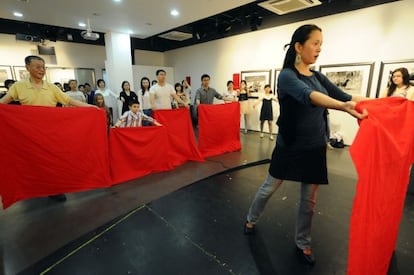 Going Spanish in one of the classrooms in the Cervantes Institute in Shanghai.