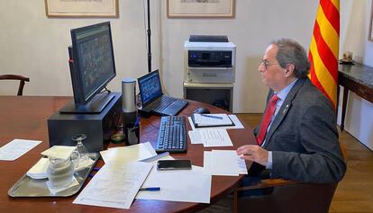 Quim Torra, durant la conferència amb els presidents autonòmics.