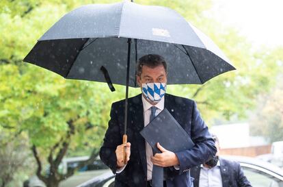 El jefe de Gobierno bávaro, Markus Söder, a su llegada a una conferencia de prensa en Múnich el martes.