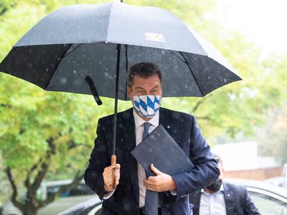 El jefe de Gobierno bávaro, Markus Söder, a su llegada a una conferencia de prensa en Múnich el martes.