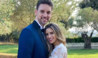 Pau Gasol y Catherine McDonnell, en la celebración de su segunda boda en Girona.