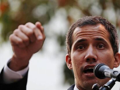 Juan Guaidó, durante un mitin en Caracas. / REUTERS