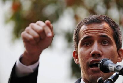 Juan Guaidó, durante un mitin en Caracas. / REUTERS