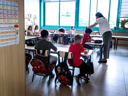 Una clase del colegio público Les Arts, en Valencia, en junio.