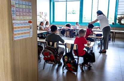 Una clase del colegio público Les Arts, en Valencia, en junio.