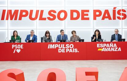 Pedro Sánchez preside la reunión del Comité Ejecutiva Federal del PSOE en Ferraz, este lunes.