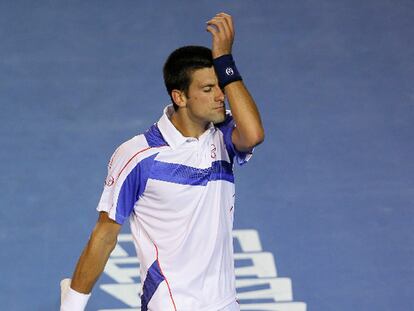 Novak Djokovic, durante la semifinal que ganó a Roger Federer.
