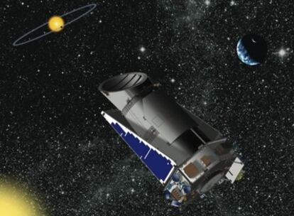 Ilustración del telescopio en órbita <i>Kepler</i>.
