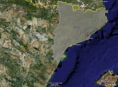 En Google Earth Cataluña aparece muy diferente al resto de España.