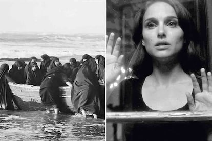 La mujer es el centro de su obra: a la izquierda, su videoinstalación ‘Rapture’, 1999, y al lado Natalie Portman en el corto ‘Illusions & Mirrors’, 2013.