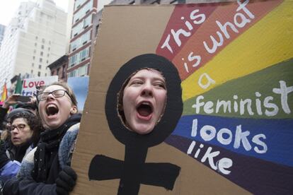 “Este é o aspecto que tem uma feminista”. Tirada em Nova York.