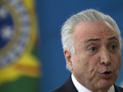 Michel Temer em evento no Palácio do Planalto.