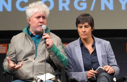 Almodóvar, en la presentación de 'Julieta' en Nueva York, el pasado martes.