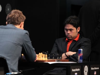 Hikaru Nakamura, durante la partida que perdió ante Serguéi Kariakin
