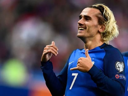 Griezmann celebra su gol ante Bielorrusia.