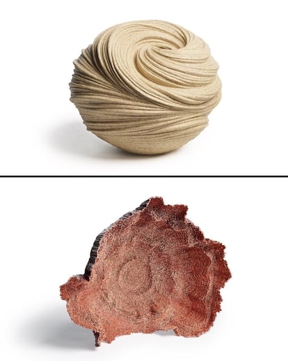 Los dos finalistas del Loewe Craft Prize. Arriba, creación de Takayuki Sakiyama; abajo, de David Corvalán.