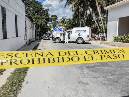 Una escena del crimen delimitada, en Quintana Roo.