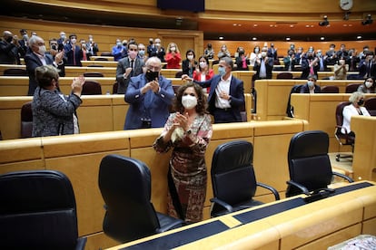 La ministra de Hacienda, María Jesús Montero, este martes en el Senado.