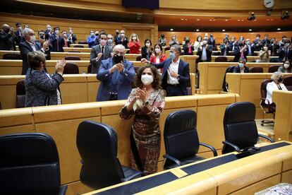 La ministra de Hacienda, María Jesús Montero, este martes en el Senado.