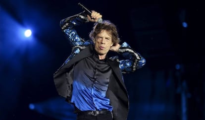 Mick Jagger durante um concerto dos Rolling Stones em fevereiro
