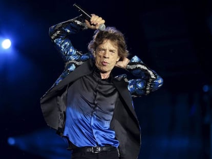 Mick Jagger durante um concerto dos Rolling Stones em fevereiro