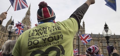 Concentración a favor de que se acelere el proceso del 'brexit', en Londres.