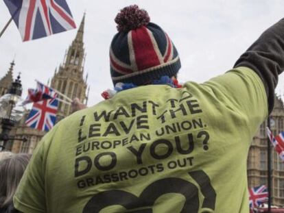 Concentración a favor de que se acelere el proceso del 'brexit', en Londres.