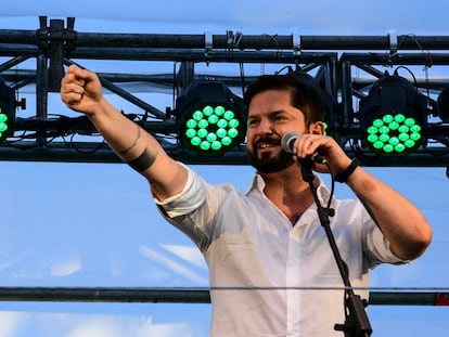 Gabriel Boric, candidato da Frente Ampla de esquerda, nesta quinta-feira.