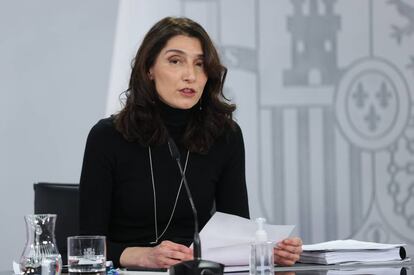 La ministra de Justicia, Pilar Llop, durante una rueda de prensa el pasado mes de abril. EFE