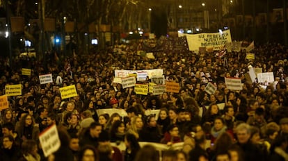 Manifestaci&oacute;n en Madrid con motivo del D&iacute;a Internacional de la Mujer.
 