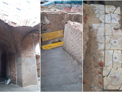 Restos arqueológicos hallados en las obras de remodelación de la plaza de España.