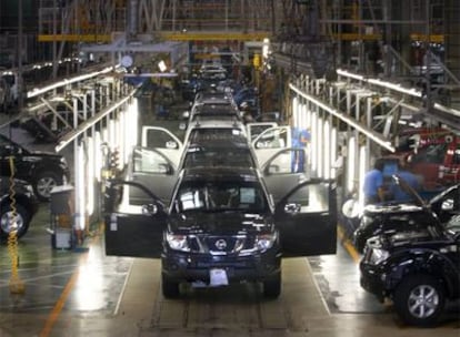 Cadena de montaje de la fábrica de Nissan en la Zona Franca de Barcelona.