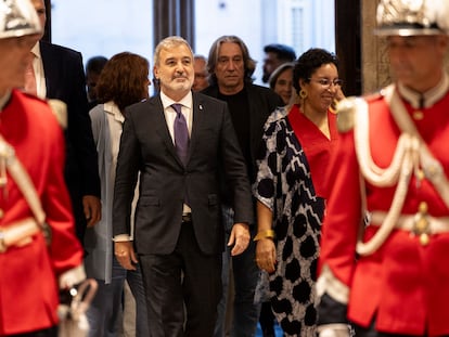 El alcalde de Barcelona, Jaume Collboni, el viernes en el pregón de La Mercè, la fiesta mayor de la ciudad, cuya celebración coincide con sus 100 días en el cargo.