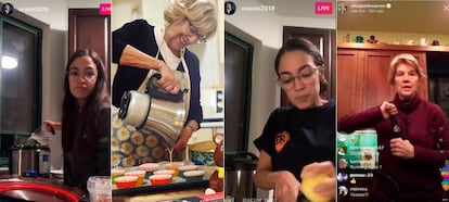 Alexandria Ocasio-Cortez, Manuela Carmena y Elizabeth Warren usan sus cuentas de Instagram como instrumento político (y con fondo culinario).