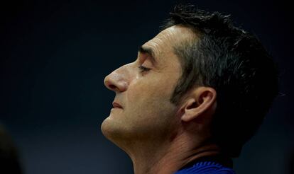 El entrenador del FC Barcelona Ernesto Valverde, durante una rueda de prensa.