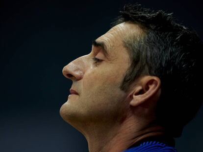 El entrenador del FC Barcelona Ernesto Valverde, durante una rueda de prensa. 