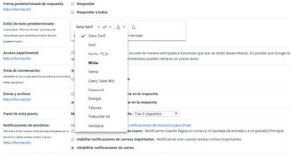 Cambiar la fuente de Gmail es algo muy sencillo desde su menú de configuración