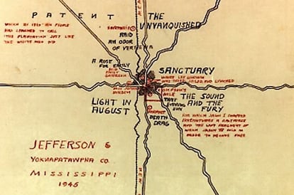 Mapa de Yoknapatawpha, imaginado por Faulkner.