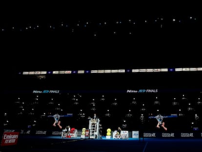 Vista general del O2 de Londres durante el partido entre Thiem y Tsitsipas.