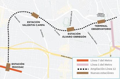 Plano que detalla la ampliación de la Línea 12.